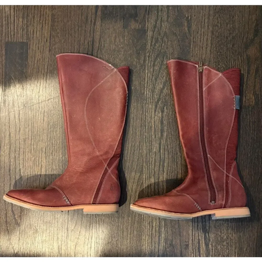 Ahnu Women Helena Tall Brandy Waterproof Leather Boots Sz 7.5 Comfort Western - Picture 6 of 10